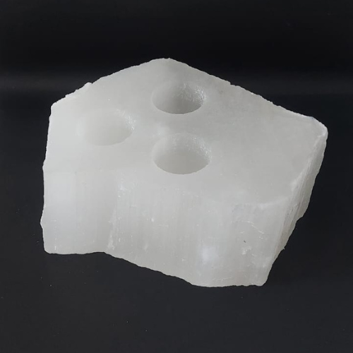 Selenite Tealight Candle Holder 3 Holes