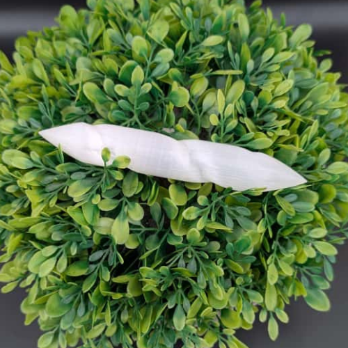 Selenite Spiral Double-Pointed Wand - Himalayan         Glow