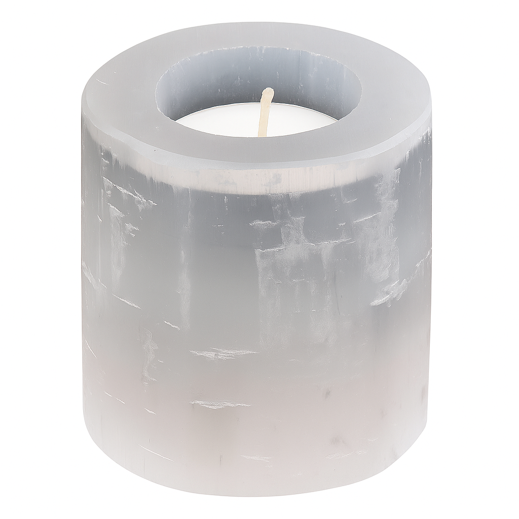 Selenite Tealight Candle Holder - Cylinder