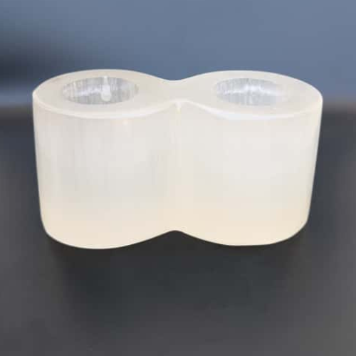 Selenite Tealight Holder - Cylinder 2 Holes - Himalayan         Glow