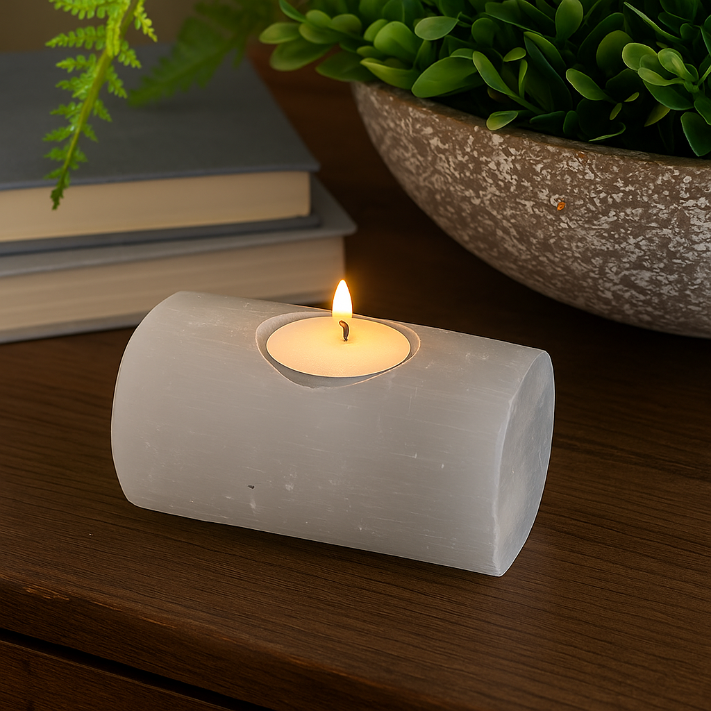 Selenite Tealight Holder - Bar Shape