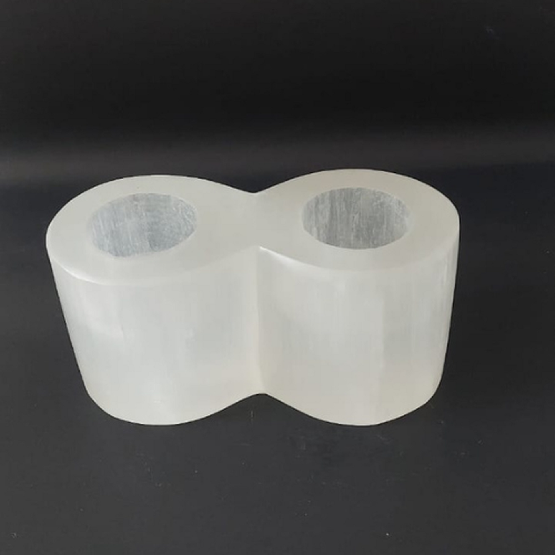 Selenite Tealight Holder - Cylinder 2 Holes - Himalayan         Glow