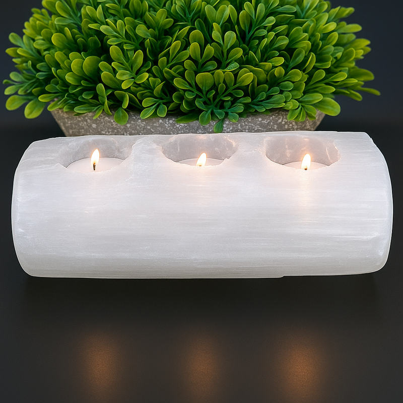 Selenite Tealight Holder – Bar 3 Holes