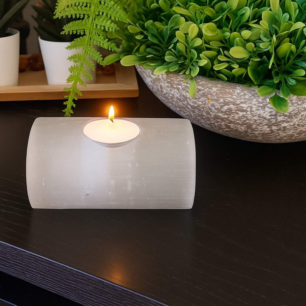 Selenite Tealight Holder - Bar Shape