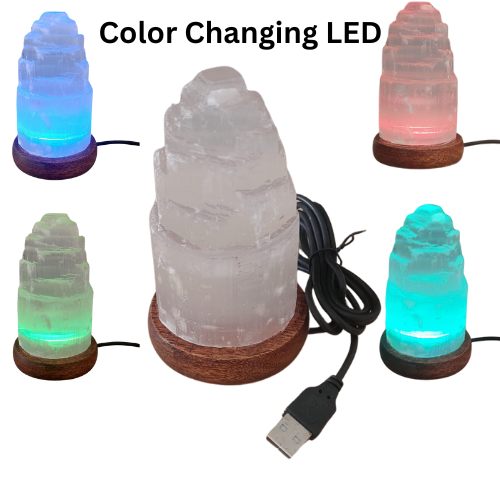 Selenite Tower Mini - USB Multy Color LED